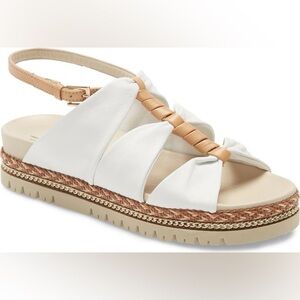 Brent Sandal Amalfi Rangoni White Tan Knot Espadrille shoes size 40 Nordstrom